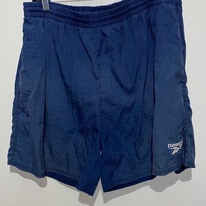 Reebok Men's Blue White Nylon Elastic Drawstring Waistband Beach Swim Trunks XL